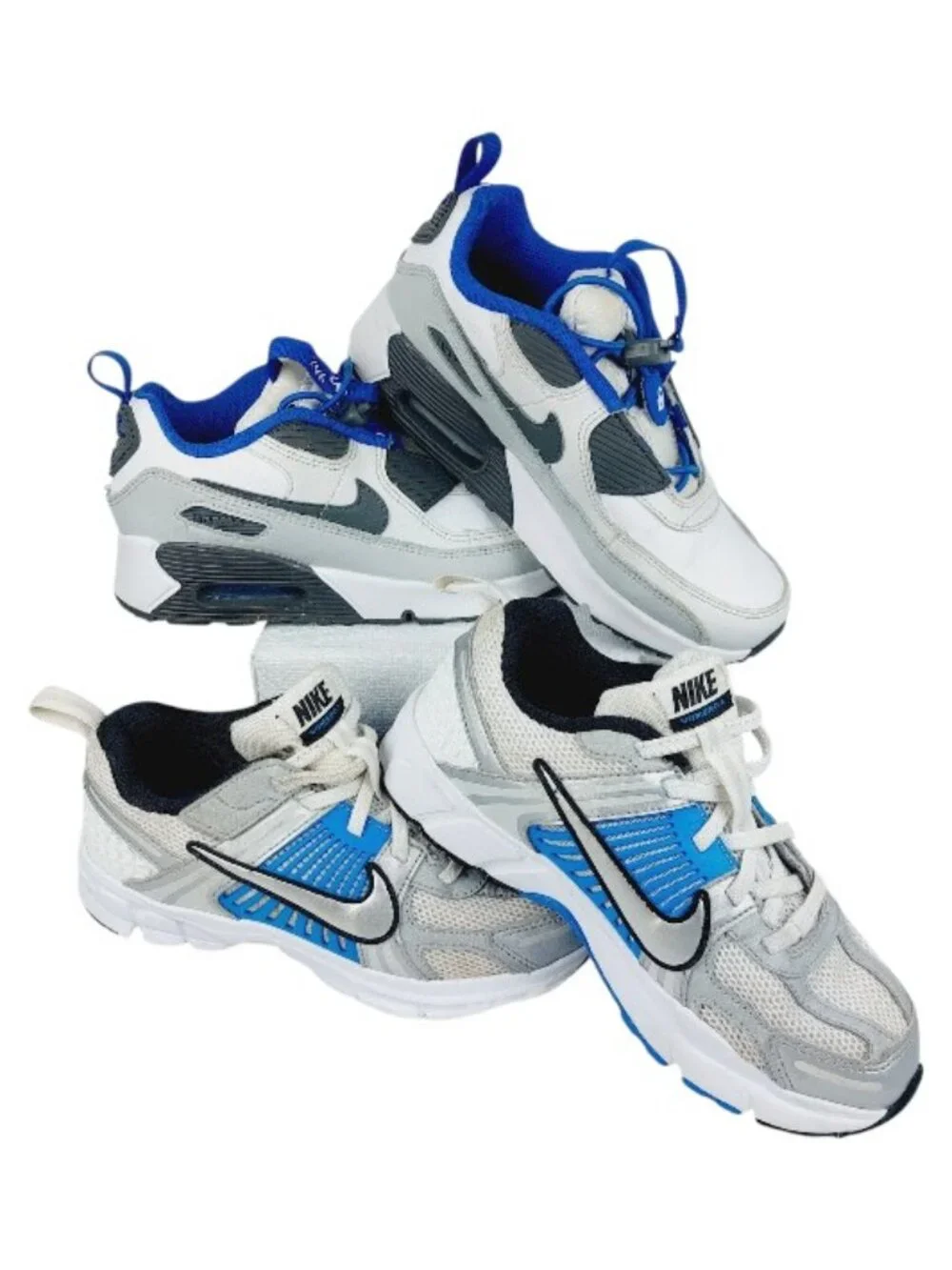 Set Of 2 Nike Boy Blue Gray Colorway Low Top Casual Athletic Sneaker Size 2Y